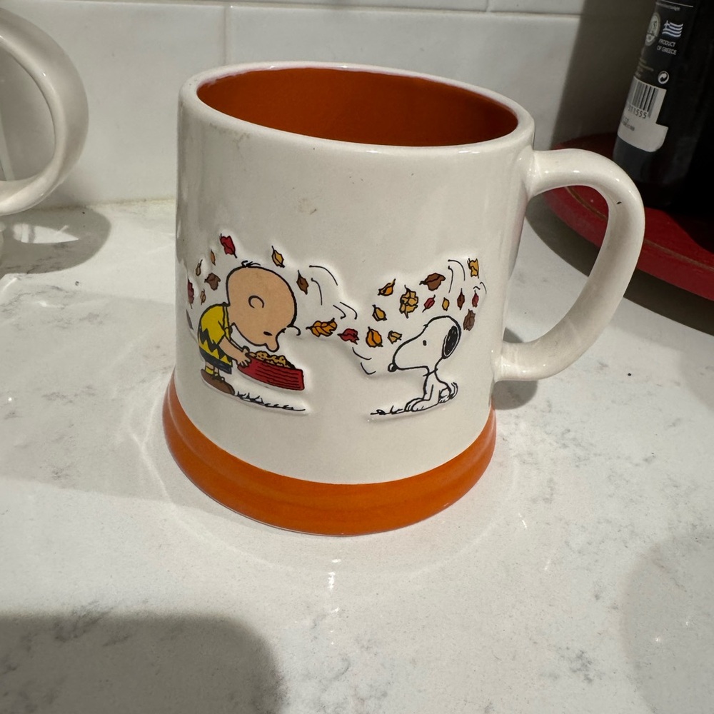 Rae Dunn Peanuts Mug with Orange Base